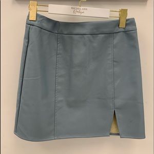 Faux leather pencil skirt with front side slit